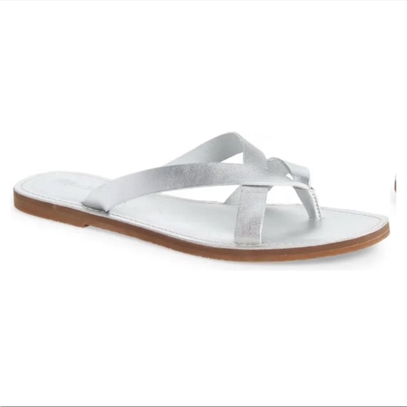 Madewell The Boardwalk Thong Sandal In Metallic Leather - Picture 3 of 11
